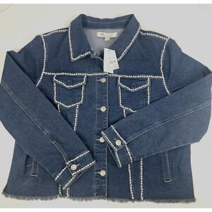 Cato Collection Limited Edition CZ studded denim jean jacket NWT XL